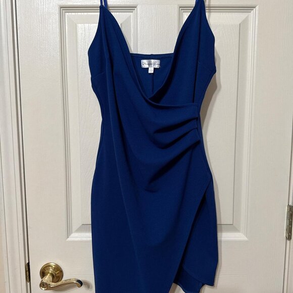 Royal blue mini bodycon dress with asymmetrical design #partydress #goingout - Picture 1 of 2